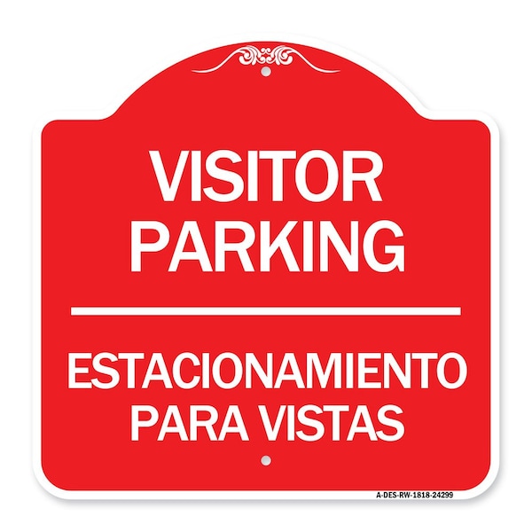 Signmission Bilingual Reserved Parking Visitor Parking Estacionamiento Para Visitas, Red & White, RW-1818-24299 A-DES-RW-1818-24299 - main